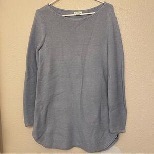J. Jill light blue long tunic sweater round hem sweater scoop neck waffle knit S